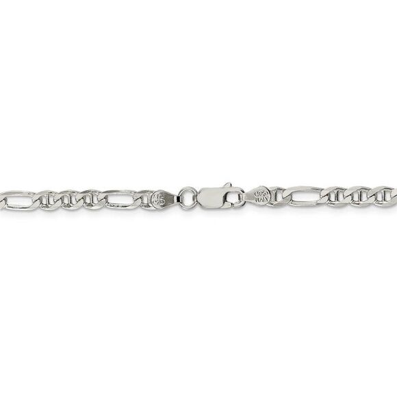 3.75mm Sterling Silver Solid Figaro Anchor Chain Necklace, 24 Inch - Picture 4 of 8